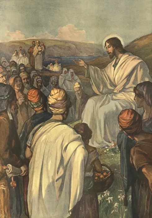 Framed Print : Scene from the biblical story, The Sermon on the Mount