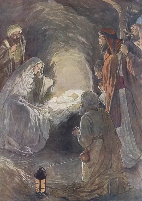 Framed Print : Scene from the biblical story, The story of the birth of Jesus and the shepherds Framed Print : Scene from the biblical story, The story of the birth of Jesus and the shepherds