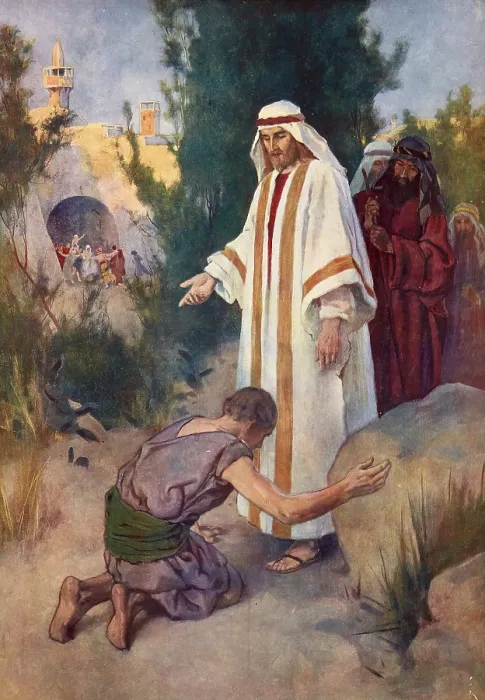 Framed Print : Scene from the biblical story, The story of the ten lepers Framed Print : Scene from the biblical story, The story of the ten lepers