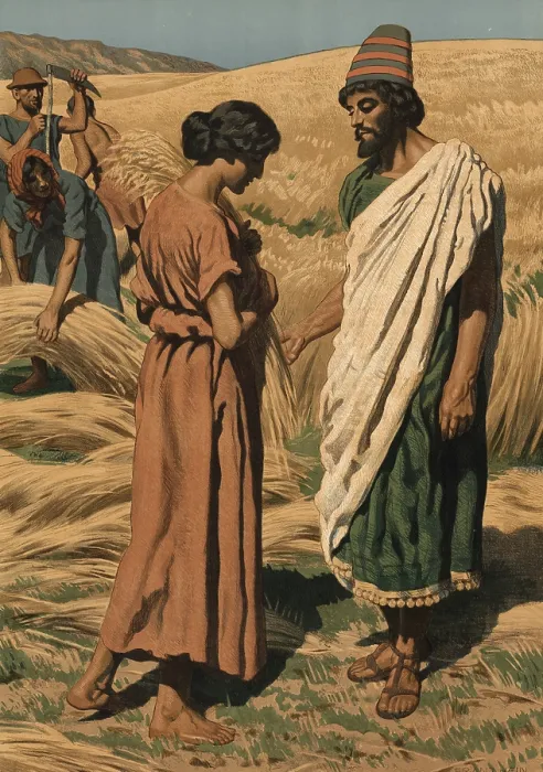 Framed Print : Scene from the biblical story, story of Ruth and Boaz