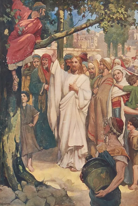 Framed Print : Scene from the biblical story, Zacchaeus lived in Jericho and was a chief tax collector Framed Print : Scene from the biblical story, Zacchaeus lived in Jericho and was a chief tax collector