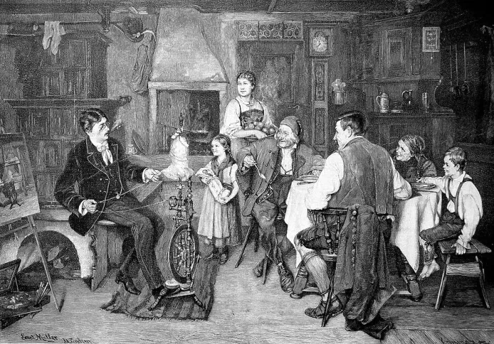 Framed Print : Scene in a bourgeois living room in the 19th century Framed Print : Scene in a bourgeois living room in the 19th century