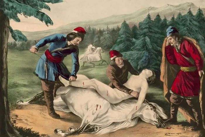 Framed Print : Scene from Mazeppa, a narrative poem written by Lord Byron in 1819 Framed Print : Scene from Mazeppa, a narrative poem written by Lord Byron in 1819