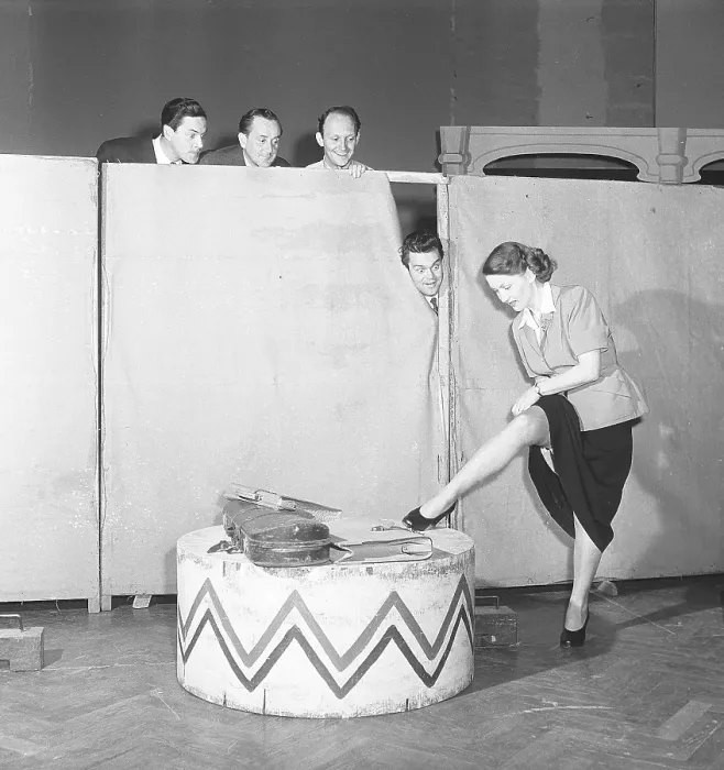 Framed Print : Behind the scenes at the theater in the 1950s
