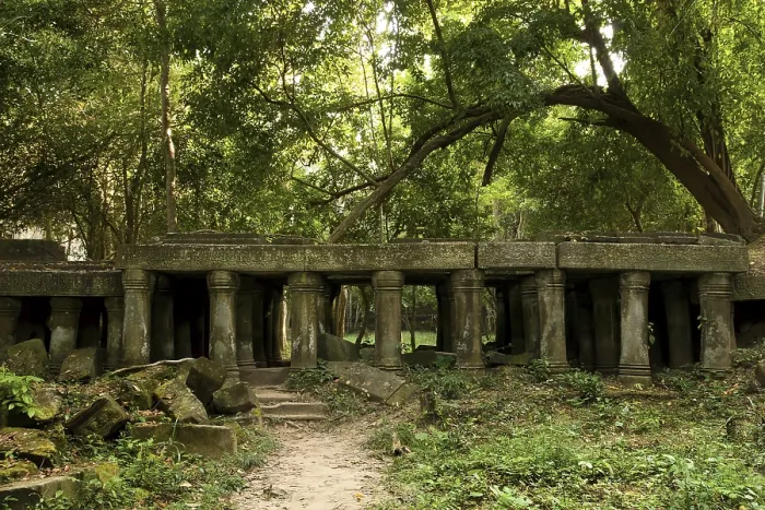 Framed Print : Scenic ancient Cambodian ruins in the jungle Framed Print : Scenic ancient Cambodian ruins in the jungle