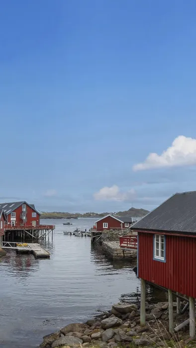 Framed Print : Scenic fishing village A in Lofoten Islands with authentic fishermen sheds and museum Framed Print : Scenic fishing village A in Lofoten Islands with authentic fishermen sheds and museum
