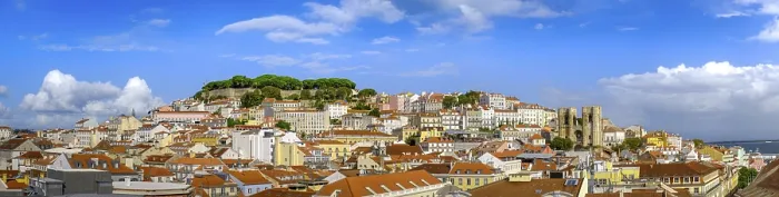 Framed Print : Scenic panoramic view of Lisbon historic Alfama district