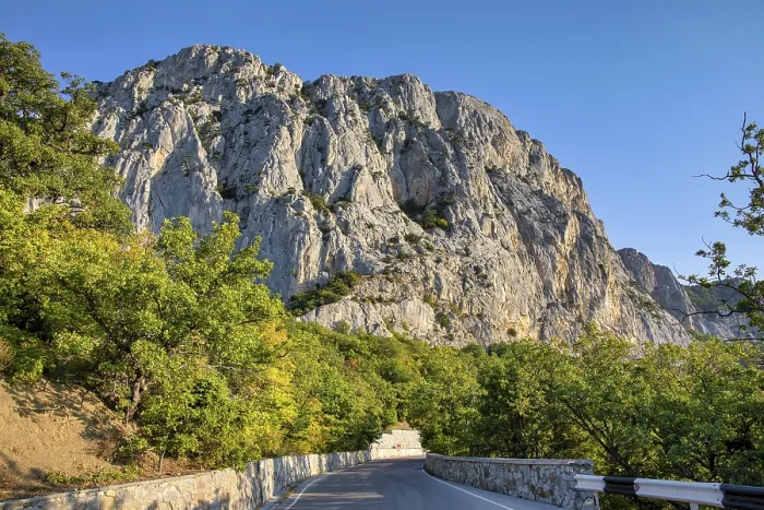 Framed Print : Scenic road among the mountains of the Crimea
