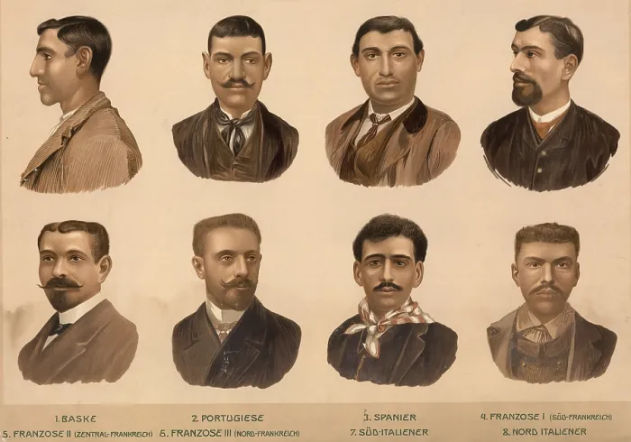 Framed Print : Schematic diagram, European ethnic types: Basque