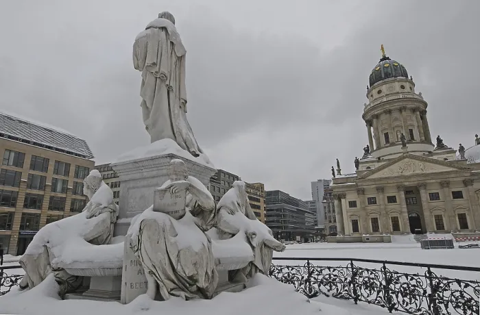Framed Print : Schiller Monument by Reinhold Begas in front of the concert hall (formerly Schauspielhaus)