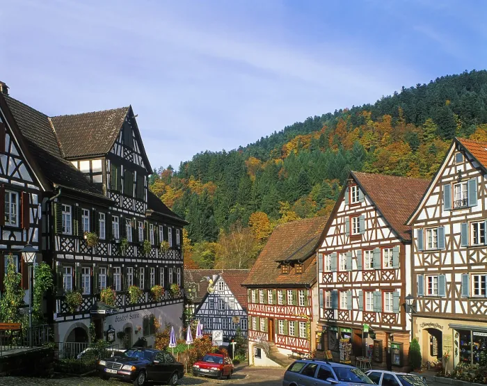 Framed Print : Schiltach Baden-Wuerttemberg Germany town square