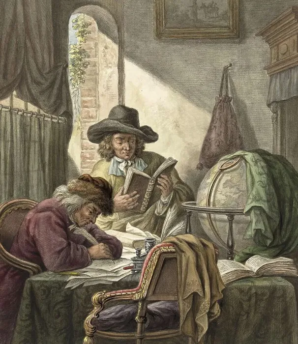 Framed Print : The Scholars, Two Men Studying in Books