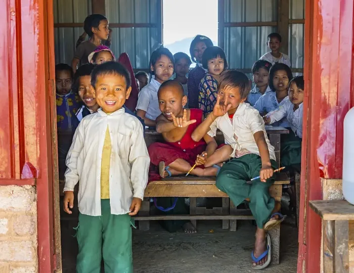 Framed Print : School children, classroom, Shan State