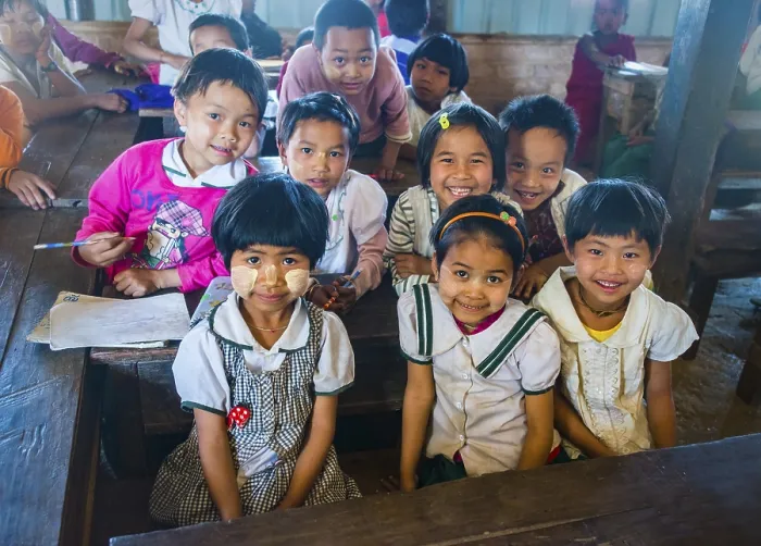 Framed Print : School children sitting at their desks Framed Print : School children sitting at their desks