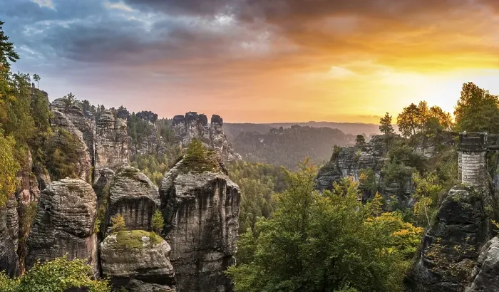 Framed Print : Schrammsteine around the Bastei at sunrise Framed Print : Schrammsteine around the Bastei at sunrise