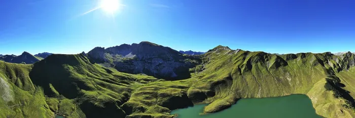 Framed Print : The Schrecksee is a small high-mountain lake with an impressive panorama