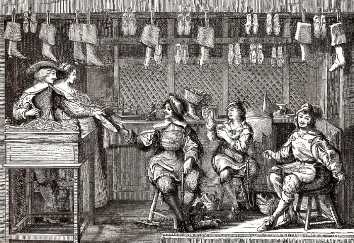 Framed Print : Schuhladen, 17. Jahrhundert