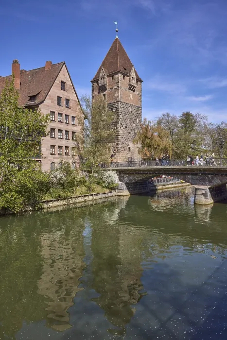 Framed Print : Schuldturm, river Pegnitz, bridge