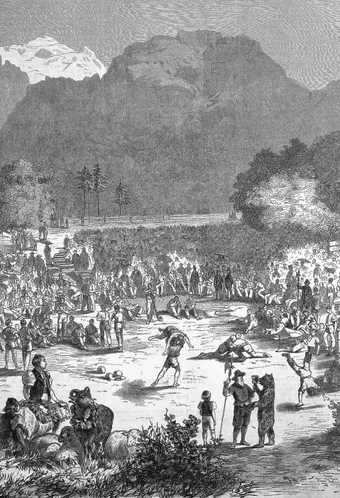 Framed Print : A Schwingerfest at Interlaken, swiss wrestling Framed Print : A Schwingerfest at Interlaken, swiss wrestling
