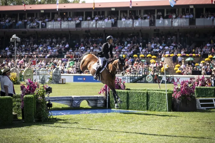 Framed Print : Scott Brash of Great Britain and riding Hello Jefferson compete in the first round of the 1