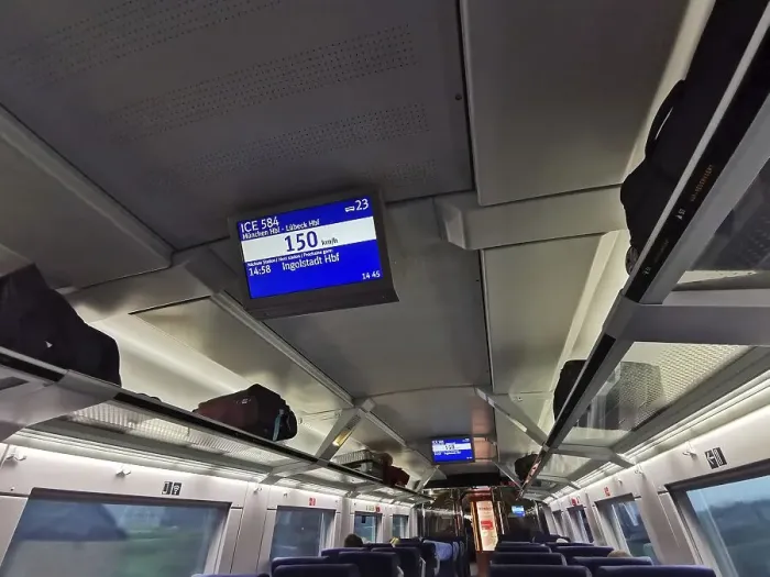 Framed Print : Screen in a Deutsche Bahn IC train Framed Print : Screen in a Deutsche Bahn IC train