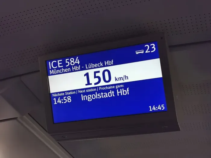 Framed Print : Screen in a Deutsche Bahn IC train Framed Print : Screen in a Deutsche Bahn IC train