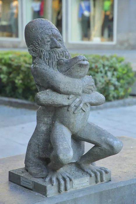 Framed Print : Sculpture frog rider by Richard Rother