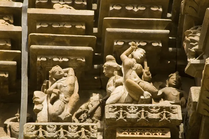 Framed Print : Sculpture of Khajuraho temple in Madhya Pradesh