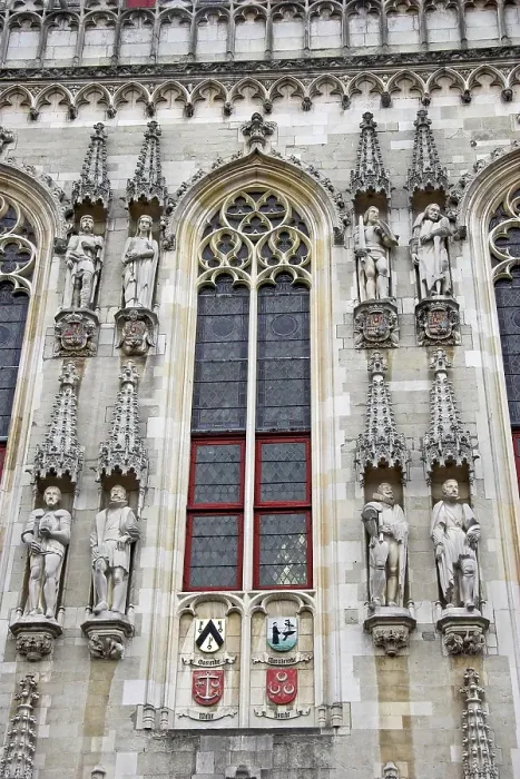 Framed Print : Sculpture of the medieval town hall of Bruges