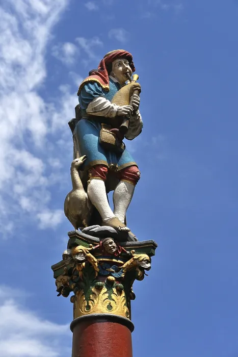 Framed Print : Sculpture on the Pfeiferbrunnen in Spitalgasse