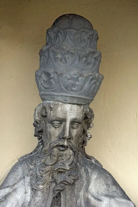 Framed Print : Sculpture of a saint with a tiara