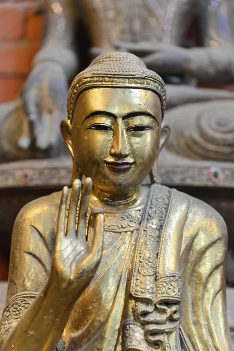 Framed Print : Sculptures on display, Buddhas in a shop Framed Print : Sculptures on display, Buddhas in a shop