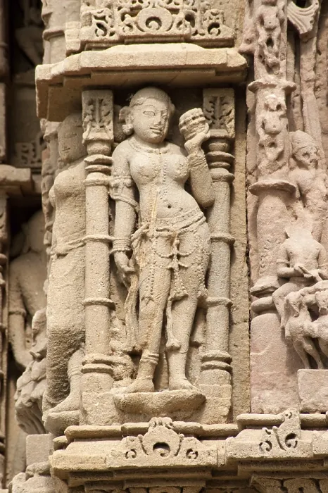 Framed Print : Sculptures on the wall of sun temple at modhera