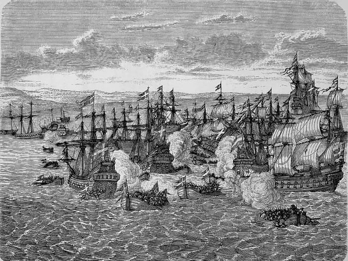 Framed Print : The Sea Battle in the Sound, Seeschlacht im Sund