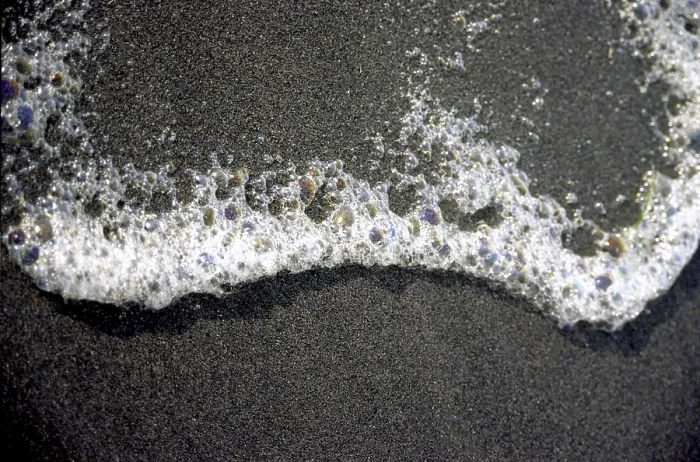 Framed Print : Sea foam on black lava sand Framed Print : Sea foam on black lava sand
