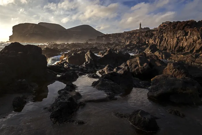 Framed Print : Sea lava rock, Volcanic landscape