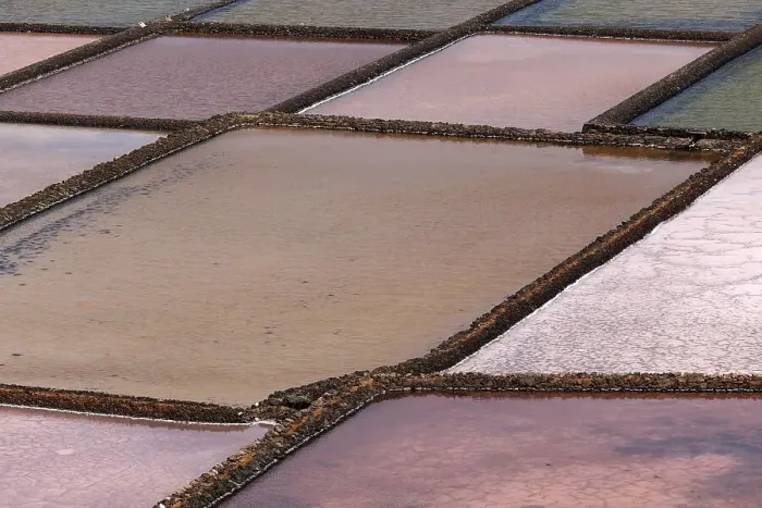 Framed Print : Sea salt production, dry basins