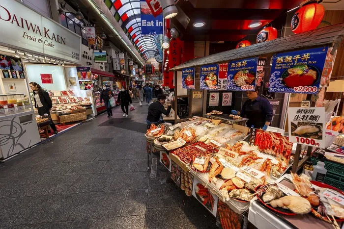 Framed Print : Seafood stall, Kuromon Ichiba Market