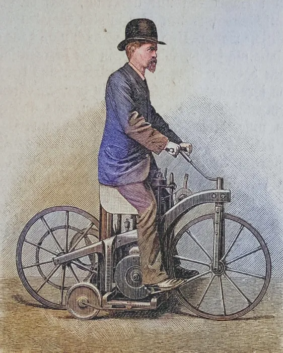 Framed Print : Seated bike with Daimler engine Framed Print : Seated bike with Daimler engine