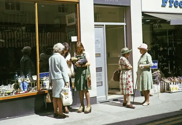 Framed Print : Secondary school girls carrying out geographical fieldwork, Great Britain 1970s Girls carrying out questionnaires 1975 presumably Leominster, Herefordshire, England, Great Britain 1970s