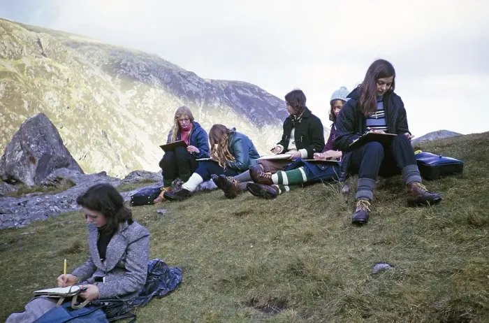 Framed Print : Secondary school girls doing fieldwork in geography, Great Britain 1970s Girls doing fieldwork, making observations and notes 1974 Framed Print : Secondary school girls doing fieldwork in geography, Great Britain 1970s Girls doing fieldwork, making observations and notes 1974