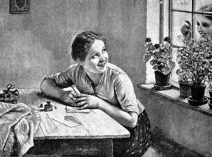 Framed Print : Secret letter, girl secretly writes a letter