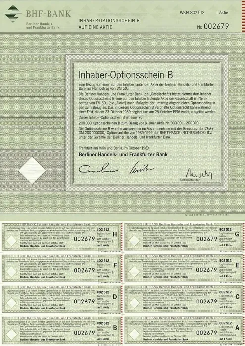 Framed Print : Securities certificate, bearer warrant for 1 share Framed Print : Securities certificate, bearer warrant for 1 share