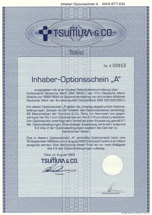 Framed Print : Securities certificate, bearer warrant