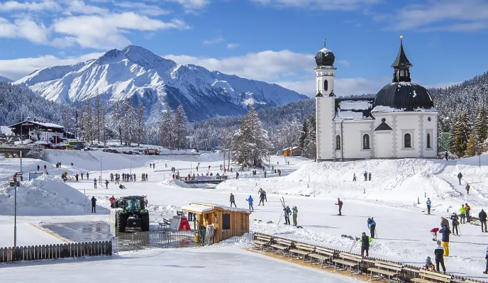 Framed Print : Seekirchl at the ski resort with Hocheder 2797m in winter Framed Print : Seekirchl at the ski resort with Hocheder 2797m in winter