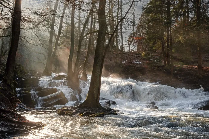 Framed Print : Selke Waterfall in the Harz Mountains