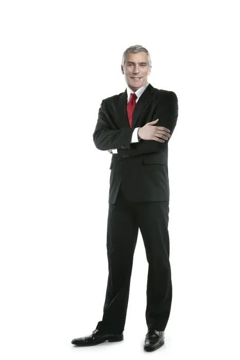 Framed Print : Senior businessman posing stand isolated on white Framed Print : Senior businessman posing stand isolated on white