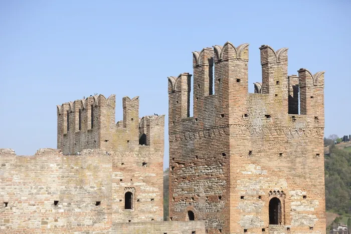 Framed Print : September 2012 Defensive towers of Arquato Castle