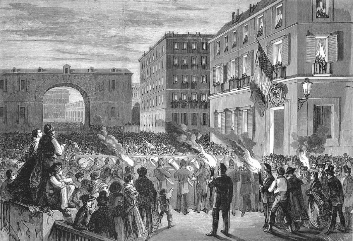 Framed Print : Serenade offered to the French Embassy by the people of Madrid