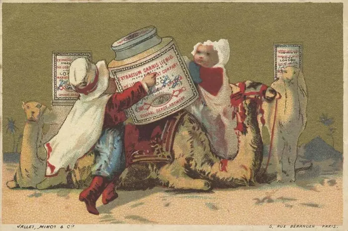 Framed Print : Series Genrebilder 3 (1873 to 1878) (Paris) Children transporting Liebig glasses on camels in the Egyptian desert Framed Print : Series Genrebilder 3 (1873 to 1878) (Paris) Children transporting Liebig glasses on camels in the Egyptian desert